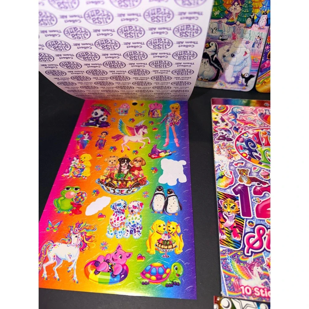 Lisa Frank Sticker Books and Puzzle Bundle Hunter Leopard Neon Rainbow 7pc Set